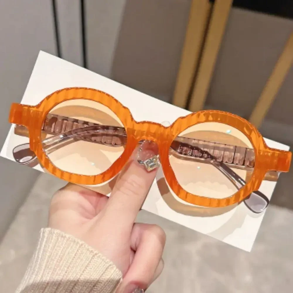 Ladies Bold Orange Round Sunglasses